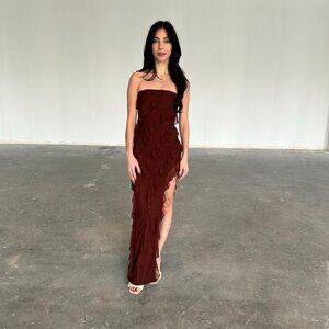 Oh Polly Nevali Bandeau Ruffle Maxi